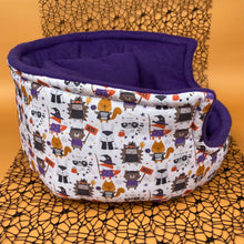Load image into Gallery viewer, LARGE Halloween animals cuddle cup. Pet sofa. Guinea pig bed. Pet beds. Fleece bed.