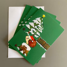 Load image into Gallery viewer, Pack of 6 hedgehog Christmas cards. Festive hedgehog cards.