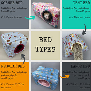 Hedgehogs with Mushroom Hats cosy cube house. Hedgehog and guinea pig cube house.