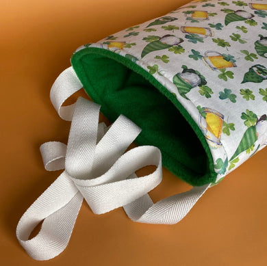 Irish gnome padded bonding bag, carry bag for hedgehog. Fleece lined pet tote.