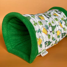 Load image into Gallery viewer, Irish gnome stay open tunnel. Padded fleece tunnel. Tube. Padded tunnel.