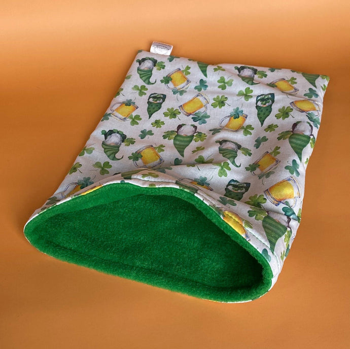 Irish gnome snuggle sack, snuggle pouch, sleeping bag for hedgehog and small guinea pigs.
