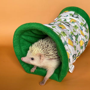 Irish gnome mini set. Tunnel, snuggle sack and toys. Fleece bedding.