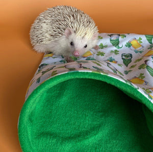 Irish gnome mini set. Tunnel, snuggle sack and toys. Fleece bedding.