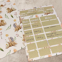 Load image into Gallery viewer, Weight tracker cards. Hedgehog health tracker. Pack of 6 tracker cards.