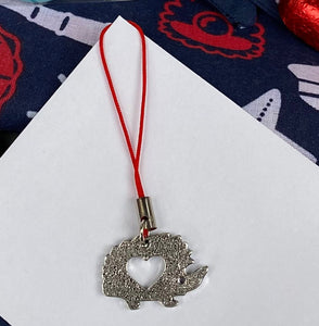 Hedgehog charm. Phone charm. Hedgehog zip pull.