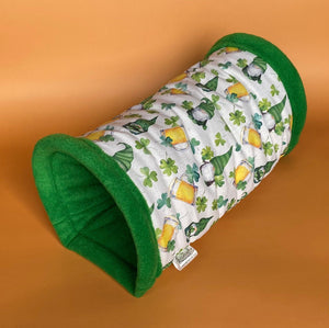Irish gnome mini set. Tunnel, snuggle sack and toys. Fleece bedding.