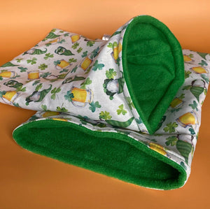 Irish gnome mini set. Tunnel, snuggle sack and toys. Fleece bedding.