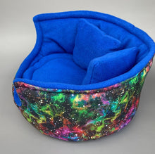 Load image into Gallery viewer, LARGE nebula cuddle cup. Pet sofa. Guinea pig bed. Pet beds. Fleece bed. Fleece sofa.