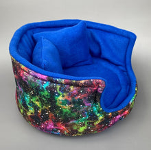 Load image into Gallery viewer, LARGE nebula cuddle cup. Pet sofa. Guinea pig bed. Pet beds. Fleece bed. Fleece sofa.