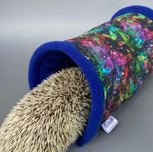 Load image into Gallery viewer, Nebula stay open tunnel. Padded fleece tunnel. Tube. Padded small pet cosy tunnel.