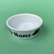 Load image into Gallery viewer, Ceramic hedgehog food bowl. Noms bowl for small pets. White hedgehog food bowl.