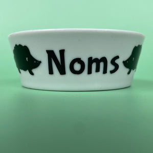 Ceramic hedgehog food bowl. Noms bowl for small pets. White hedgehog food bowl.