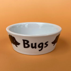 Ceramic hedgehog treat bowl. Bugs bowl for small pets. White hedgehog bugs bowl.