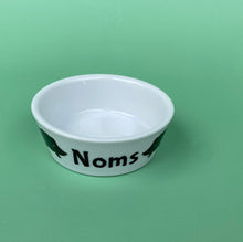 Load image into Gallery viewer, Ceramic hedgehog food bowl. Noms bowl for small pets. White hedgehog food bowl.
