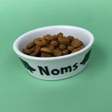 Load image into Gallery viewer, Ceramic hedgehog food bowl. Noms bowl for small pets. White hedgehog food bowl.