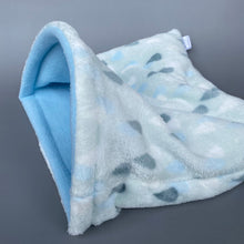Load image into Gallery viewer, LARGE rain drops cuddle soft snuggle sack. Sleeping bag for hedgehogs and guinea pigs