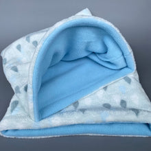 Load image into Gallery viewer, LARGE rain drops cuddle soft snuggle sack. Sleeping bag for hedgehogs and guinea pigs