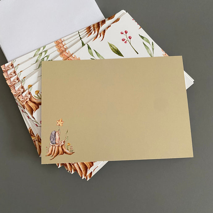 Pack of 10 hedgehog note cards with envelopes. Hedgehog cards. Hedgehog stationary.