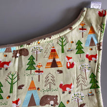 Load image into Gallery viewer, Camping Animals bonding scarf for hedgehogs and small pets. Bonding pouch. Fleece lined.