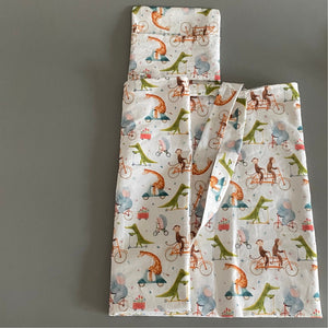 Fold up tote bag. Cycling animals shopping bag. Reusable shopping bag. Compact tote bag.