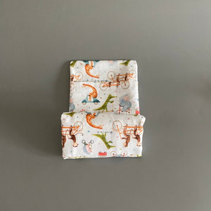 Fold up tote bag. Cycling animals shopping bag. Reusable shopping bag. Compact tote bag.