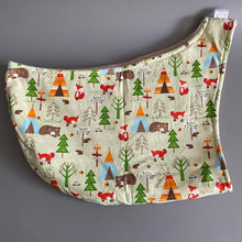 Load image into Gallery viewer, Camping Animals bonding scarf for hedgehogs and small pets. Bonding pouch. Fleece lined.