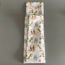Load image into Gallery viewer, Fold up tote bag. Cycling animals shopping bag. Reusable shopping bag. Compact tote bag.