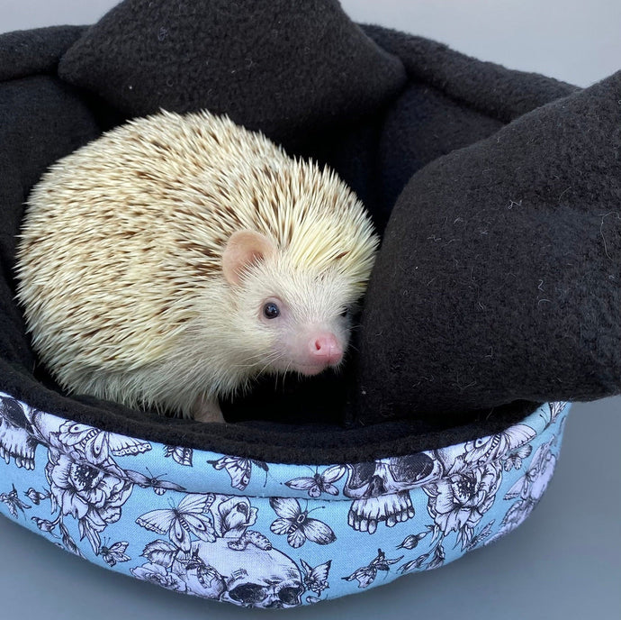 Vintage Floral Skulls cuddle cup. Pet sofa. Hedgehog and small guinea pig bed.