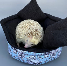 Load image into Gallery viewer, Vintage Floral Skulls cuddle cup. Pet sofa. Hedgehog and small guinea pig bed.