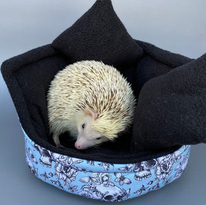 Vintage Floral Skulls cuddle cup. Pet sofa. Hedgehog and small guinea pig bed.