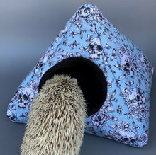 Load image into Gallery viewer, Vintage Floral Skulls tent house. Hedgehog and small animal padded house.