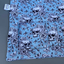 Load image into Gallery viewer, Vintage Floral Skulls hanging hay bag for guinea pigs. Cotton hay feeder.