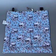 Load image into Gallery viewer, Vintage Floral Skulls hanging hay bag for guinea pigs. Cotton hay feeder.