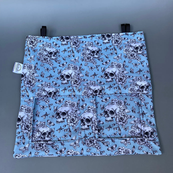 Vintage Floral Skulls hanging hay bag for guinea pigs. Cotton hay feeder.