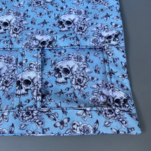 Load image into Gallery viewer, Vintage Floral Skulls hanging hay bag for guinea pigs. Cotton hay feeder.