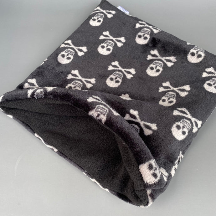 LARGE skull and bones cuddle soft snuggle sack. Sleeping bag for hedgehogs and guiena pigs