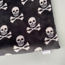 Load image into Gallery viewer, LARGE skull and bones cuddle soft snuggle sack. Sleeping bag for hedgehogs and guiena pigs