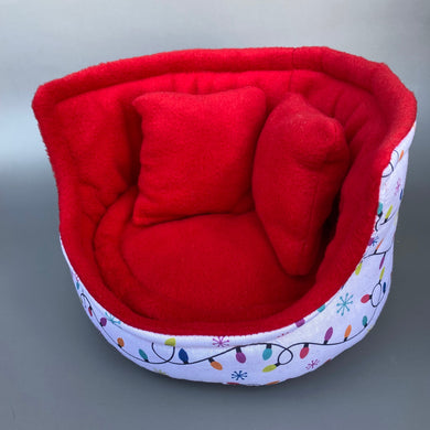 Festive lights cuddle cup. Pet sofa. Hedgehog and small guinea pig bed. Small pet beds.