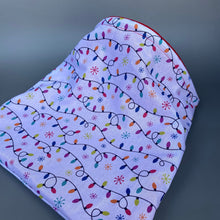Load image into Gallery viewer, LARGE Festive lights snuggle sack. Snuggle pouch for guinea pigs