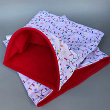 Load image into Gallery viewer, LARGE Festive lights snuggle sack. Snuggle pouch for guinea pigs