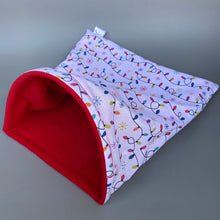 Load image into Gallery viewer, LARGE Festive lights snuggle sack. Snuggle pouch for guinea pigs