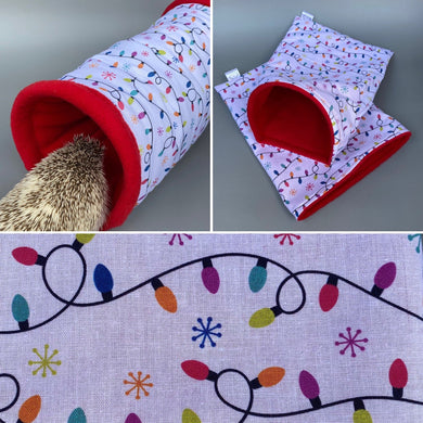 Festive lights mini set. Tunnel, snuggle sack and toys. Fleece bedding.