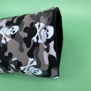 Camo skulls cosy snuggle cave. Padded stay open snuggle sack. Hedgehog bed.