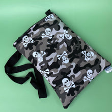 Load image into Gallery viewer, Camo skulls padded bonding bag, carry bag for hedgehog. Fleece lined pet tote.