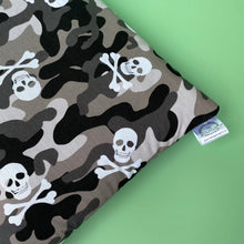 Load image into Gallery viewer, Camo skulls padded bonding bag, carry bag for hedgehog. Fleece lined pet tote.