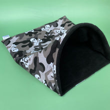 Load image into Gallery viewer, LARGE Camo skulls snuggle sack. Snuggle pouch for guinea pigs