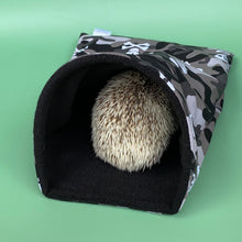 Load image into Gallery viewer, Camo skulls mini set. Tunnel, snuggle sack and toys. Hedgehog fleece tunnel and pouch.