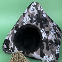 Load image into Gallery viewer, Camo skulls full cage set. Tent house, snuggle sack, tunnel cage set for hedgehogs