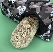 Load image into Gallery viewer, Camo skulls animals corner house. Hedgehog and small pet cube house.